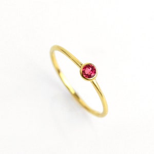 Dainty Ruby Ring • Tiny July Birthstone Ring • Minimalist Stacking Ruby Jewelry • Small Ruby Quartz Ring • July Birthday Gift for Her [MNB]