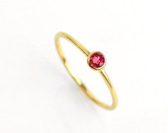 Dainty Ruby Ring, Tiny Birthstone Rings, Small Stacking Rings, July Birthstone Jewelry, Minimalist Jewelry Style, Birthday Gift  [MNB]