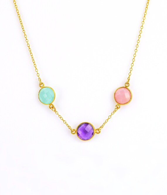 Custom Birthstone Necklace in Gold of Sterling Silver