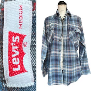 Vintage Levi’s Plaid Button Up Flannel, Western Shirt, 70’s Style Size M