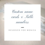 Reseved for Monica-table numbers, wishing well sign & bame cards