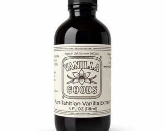 Pure Tahitian Vanilla Extract 4 fl oz - Single-Origin, Made with Real Vanilla Beans for Baking, Coffee & Desserts
