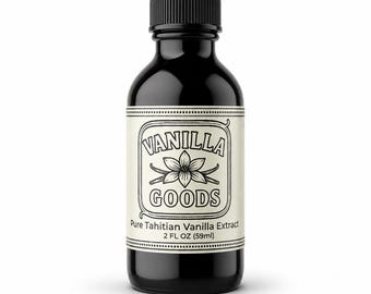 Pure Tahitian Vanilla Extract 2 fl oz - Single-Origin, Made with Real Vanilla Beans for Baking, Coffee & Desserts