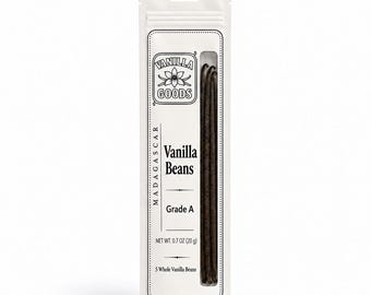 Madagascar Bourbon Vanilla Beans Grade A - 5 Whole Vanilla Pods - Gourmet Beans for Baking, Ice Cream & Creme Brulee