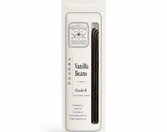 Ugandan Vanilla Beans Grade B - 5 Whole Vanilla Pods - Extract Grade Beans for Homemade Vanilla Extract & Baking