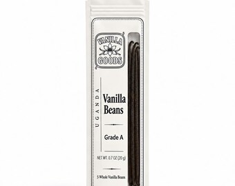 Ugandan Vanilla Beans Grade A - 5 Whole Vanilla Pods - Gourmet Beans for Baking, Ice Cream & Creme Brulee