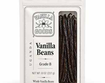 Ugandan Vanilla Beans Grade B - 8 oz Bulk Bag - Extract Grade Beans for Homemade Vanilla Extract & Baking