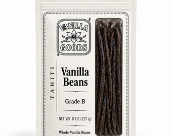 Tahitian Vanilla Beans Grade B - 8 oz Bulk Bag - Extract Grade Beans for Homemade Vanilla Extract & Baking
