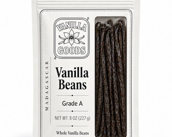 Madagascar Bourbon Vanilla Beans Grade A - 8 oz Bulk Bag - Gourmet Beans for Baking, Ice Cream & Creme Brulee
