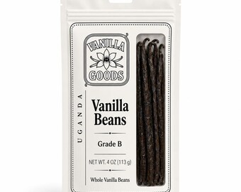Ugandan Vanilla Beans Grade B - 4 oz Bulk Bag - Extract Grade Beans for Homemade Vanilla Extract & Baking