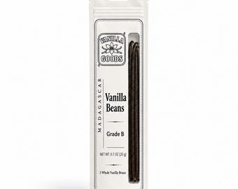 Madagascar Bourbon Vanilla Beans Grade B - 5 Whole Vanilla Pods - Extract Grade Beans for Homemade Vanilla Extract & Baking