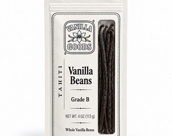 Tahitian Vanilla Beans Grade B - 4 oz Bulk Bag - Extract Grade Beans for Homemade Vanilla Extract & Baking