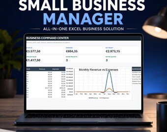 Small Business Manager – All-in-One Excel Business Dashboard | Sales, Expenses, CRM, Invoices, Projects & Inventory