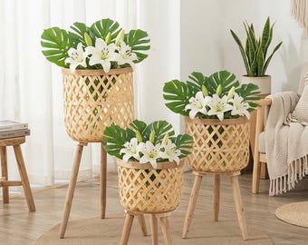3-Piece Bamboo Plant Stand Set