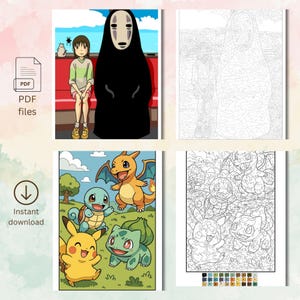 Anime Cartoons Mystery Color By Number Book: 70 Pages (PDF Download)