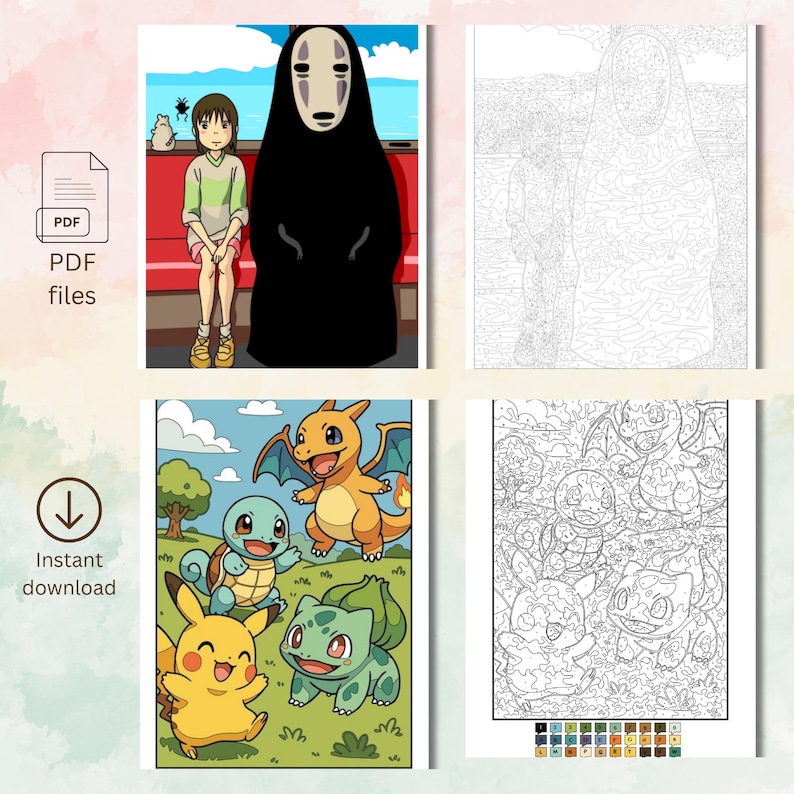 Anime Cartoons Mystery Color By Number Book: 70 Pages (PDF Download)