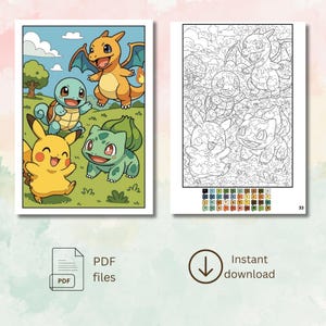 Anime Cartoons Mystery Color By Number Book: 70 Pages (PDF Download)