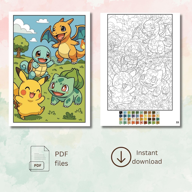 Anime Cartoons Mystery Color By Number Book: 70 Pages (PDF Download)
