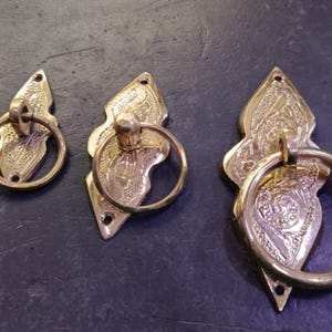 Handgemaakte Marokkaanse messing ringdeurklopper, gegraveerd traditioneel deurbeslag, 3 maten