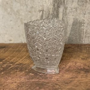 Vintage Pressed Glass Vase, Daisy and Button Pattern, L.E. Smith Glass Company, 3-sided Vase, Daisy and Button Glass, MCM Glassware