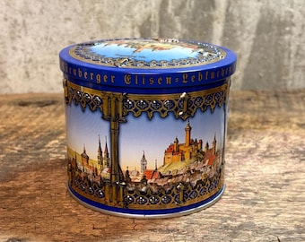 Embossed German Tin Canister, Colorful Canister, Kitchen Storage, Metal Container, Printed Tin
