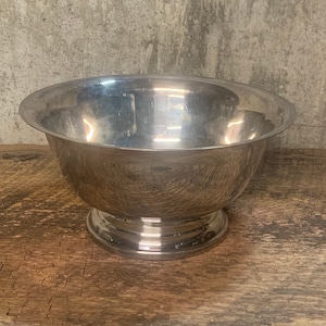 Silverplate Bowl, Poole #68, Fruit Bowl, Flower Bowl, Silver Bowl, EPCA Bristol Silverplated by Poole, Revere Style Bowl, 8&quot; Silver Bowl
