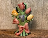 Tulip Doorstop, Cast Iron Door Stop,Tulip Bouquet, Cast Tulips, Kitchen Decor,Floral Decor,Country Kitchen,Flower Door Stop,Cast Iron Tulips
