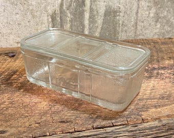 Vintage Refrigerator Dish, Kitchen Lidded Dish, Covered Refrigerator Dish, Dish and Lid, Storage Dish, Food Storage, 2-Piece Glass Dish