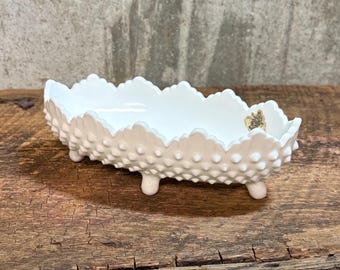 Fenton Hobnail Dish, Fenton Milk Glass, Hobnail Milk Glass, Hobnail Dish, Milk Glass Display, Collectible Fenton