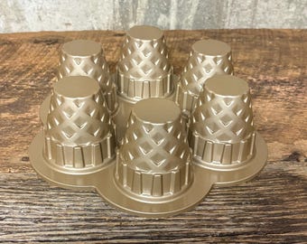 NORDIC WARE Ice Cream Cone Cupcake Pan, Pro Cast Gold Aluminum Nonstick, 6 Party Cupcakes