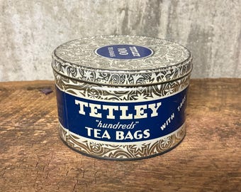 Vintage Tea Tin, Tetley Tea Tin, Tea Bag Tin, Advertising Tin, Kitchen Storage, Country Kitchen, Antique Display