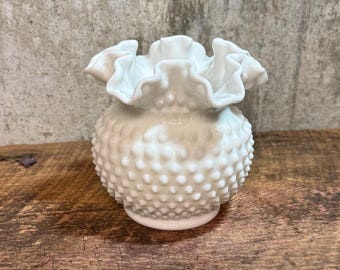 Hobnail Planter, Milk Glass, Collectible Hobnail Milk Glass, Hobnail Bowl, Ruffle Top, Milk Glass Display, Ruffled Milk Glass