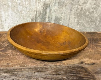 Vintage Wooden Bowl, Hand Turned Primitive Wooden Bowl, Cabin decor, Large Dough Bowl, Pioneer Chic