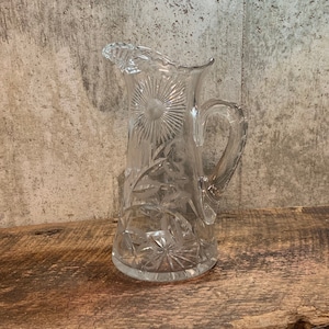 American Brilliant, Cut Glass Water Pitcher, 1930s Pitcher, Daisy Cut Glass, Formal Dining, Formal Pitcher,Heavy Glass Pitcher,Antique Glass
