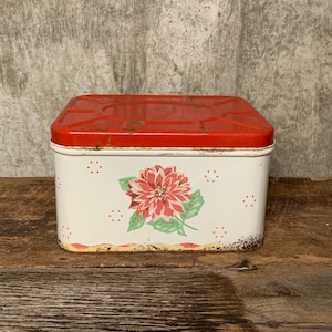 Vintage Bread Box, Retro Bread Box, Hinge Top Bread Box, Metal Bread Box, Kitchen Decor, Enamel Box, Vintage Tin Box, Counter Storage