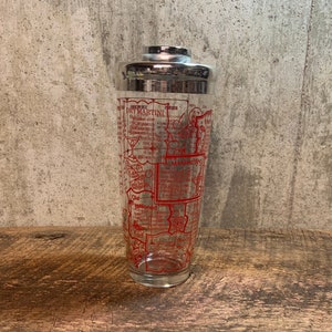 Cocktail Mixer Glass, Martini Shaker, Cocktail Glass, Shaker Retro, Barware, MCM Barware,Cocktail Mixer,Dad Gift,Recipe Shaker, Retro Drinks
