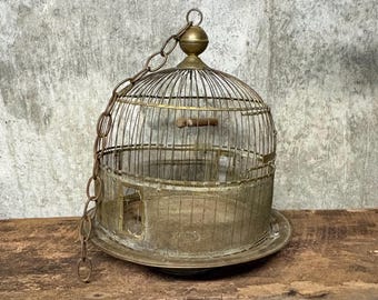 Vintage Hendrix Brass Wire Bird Cage, Wedding Display, Plant Stand, Cottage Chic Display, Wire Bird Cage, Decorative Cage, Plant Display