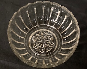 Vintage Clear Pressed Glass Candy Dish, Starburst Design (6 inch)