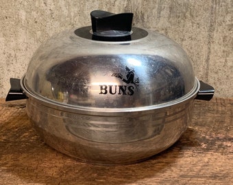 Vintage Bun Warmer, West Bend Serving Oven, 3 Piece Aluminum Set, Serving Oven, Vintage Aluminum,Retro Cookware, Bun Warmer, Kitchenware