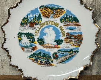 Yellowstone Park Souvenir Plate, Cabin Wall Decor, Collectible Plate