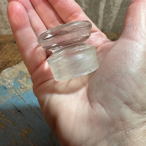 Handblown Clear Glass Decanter Stopper, Wide Vintage Bottle Top