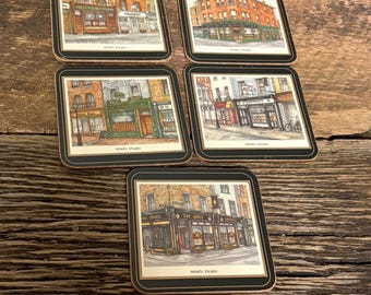 5 Pimpernel Coasters, Irish Pub Coasters, Drink Coasters, Ireland Pubs, Cork Backed Coaster