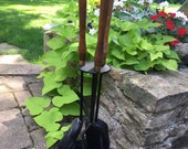 Wrought Iron Fireplace Tools, MCM Fireplace Tools, Metal Fire Poker, Cabin Decor, Wood Handle Fireplace Tools, Mid Century Fireplace