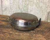 Folding Copper Bottom Pan, Vintage Copper Clad Pan, Aluminum Cookware, vintage Kitchen, Camp Pan,Portable Fry Pan,Folding Fry Pan,Lidded Pan