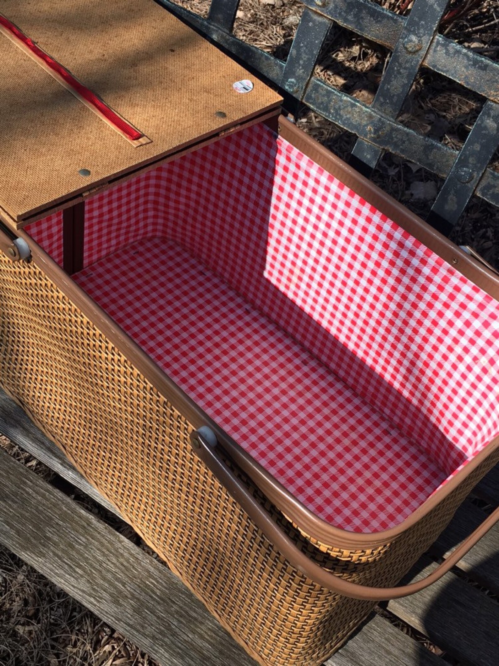Vintage Picnic Basket Redmon Wicker Woven Basket With Lid and Etsy