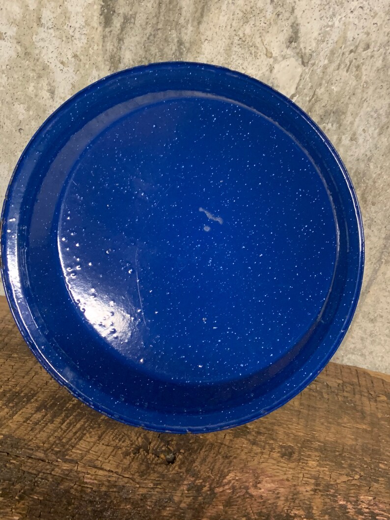 Pie Pan Blue Speckled Enamel Enamelware Enamel Pie Pan Etsy