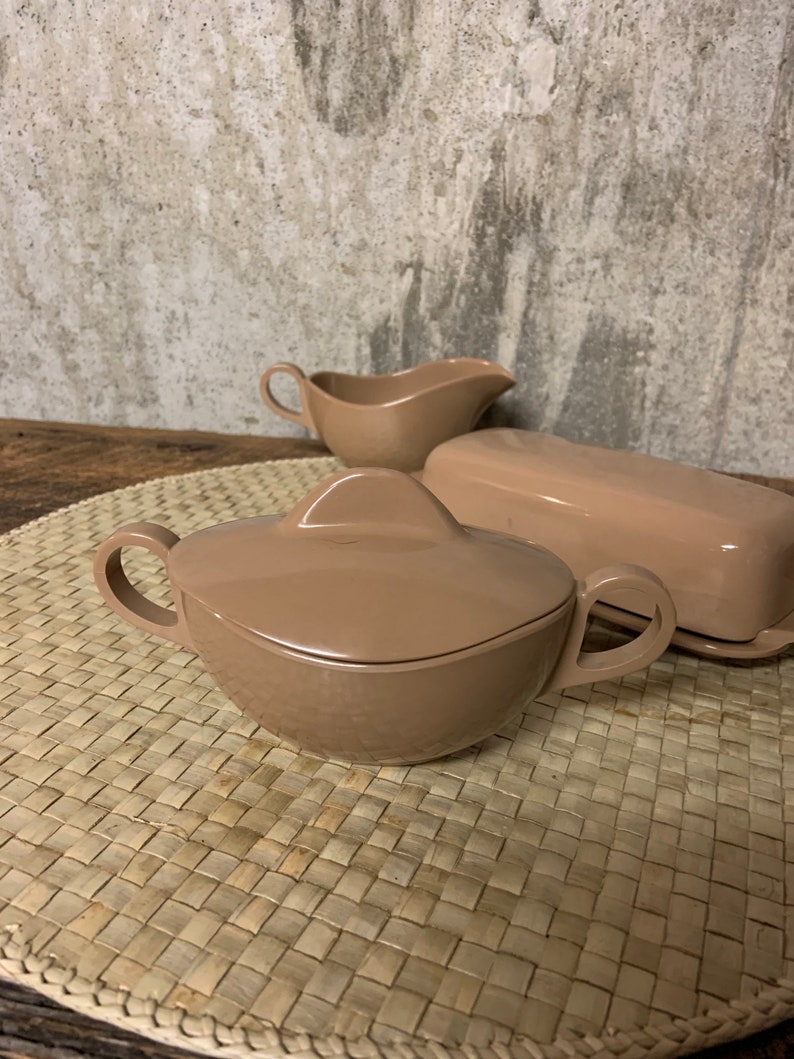 Brown Melmac Melmac Butter Dish Melmac Creamer Melmac Sugar Etsy