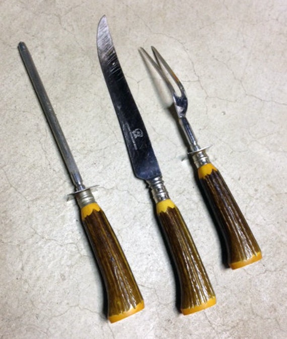 Stag horn knives Vintage group of 5 Stag horn knives Vintage group of 5