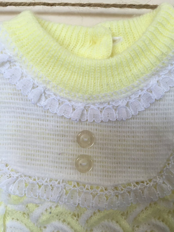 Vintage Baby Sweater, Yellow Knit Baby Girl Top, … - image 2
