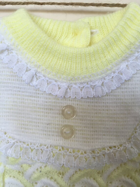 Vintage Baby Sweater, Yellow Knit Baby Girl Top, 1950… Gem
